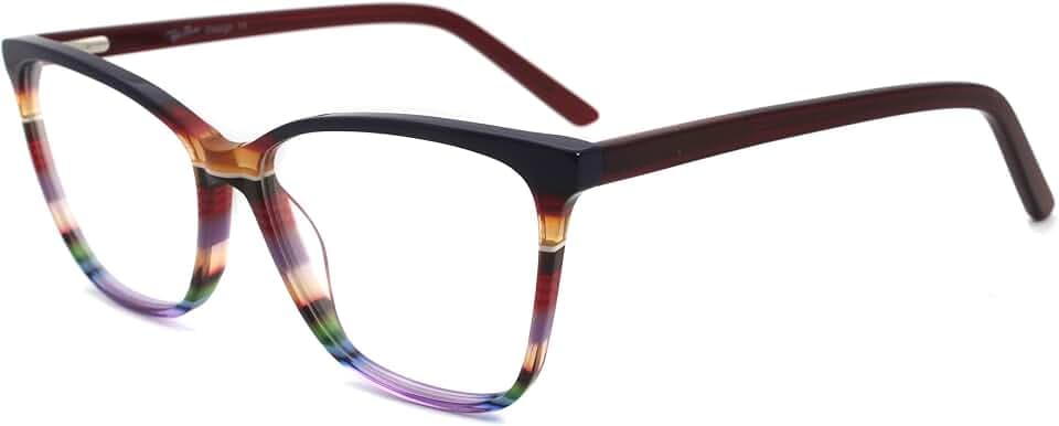 RICH MODE Übergroße mehrfarbige Brille nicht verschreibungspflichtiger optischer Acetatrahmen für Frauen und Mädchen