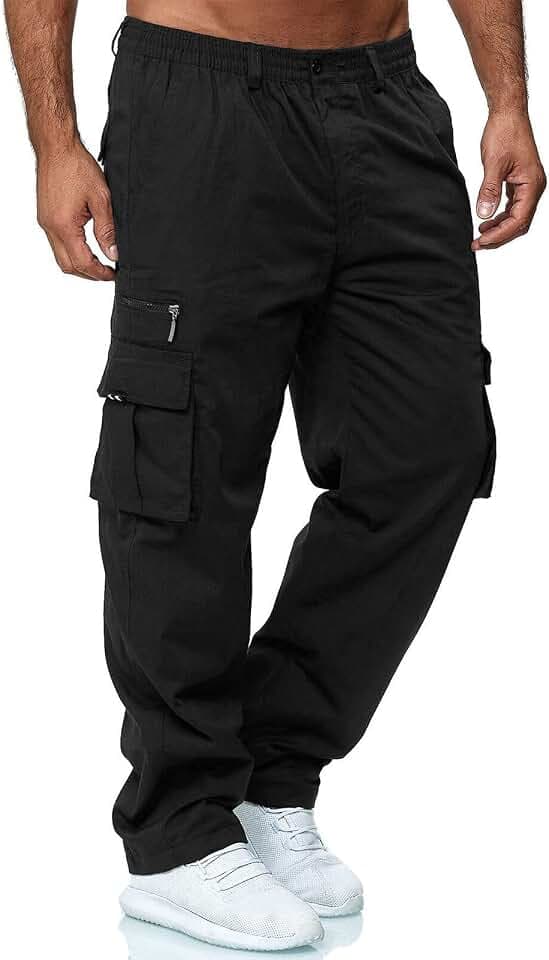 Herren-Cargohose, leicht, taktische Hose, Wandern, Joggen, klassische Passform, mehrere Taschen