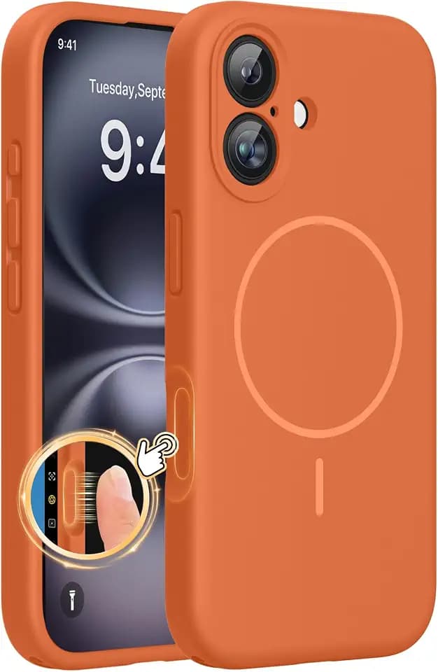 Miracase Silicone & Magnetic for iPhone 16 Case, Orange