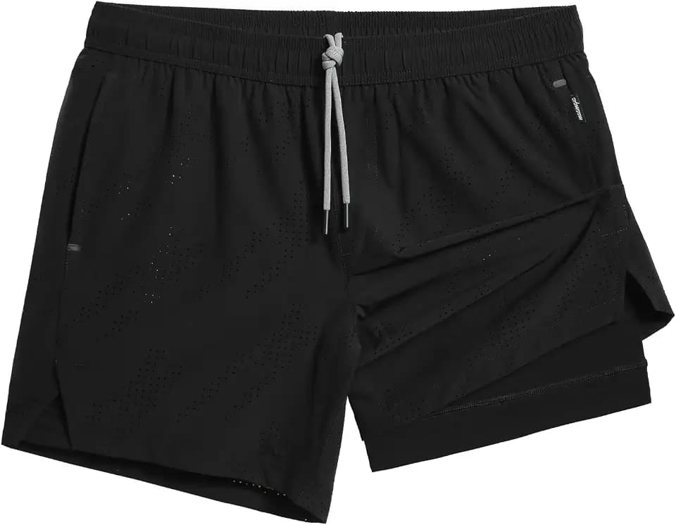 maamgic Mens Running Shorts with Compression Liner 5" Quick Dry Zip Pocket