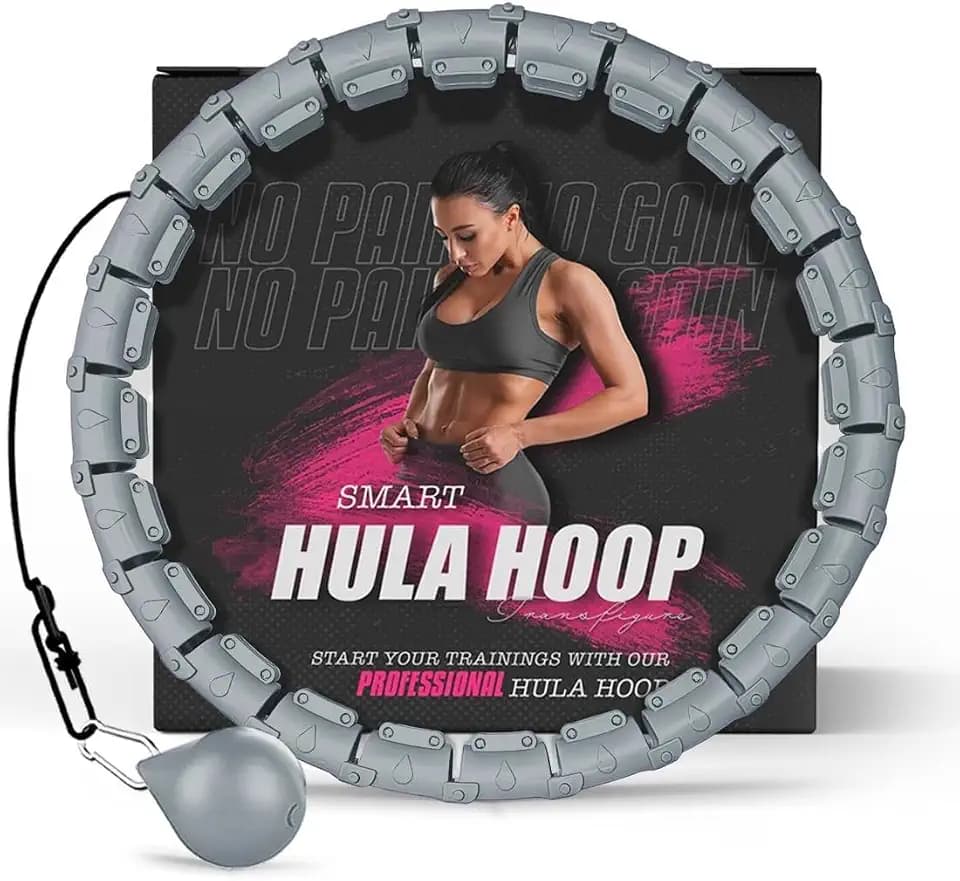 Hula Hoop Reifen Erwachsene Abnehmen und Massage, hulahuppreif zum abnehmen trainiert Hüfte, Beine, Po, hoopie der nie Herunterfällt, Hula Hoop mit Gewicht Kugel inkl