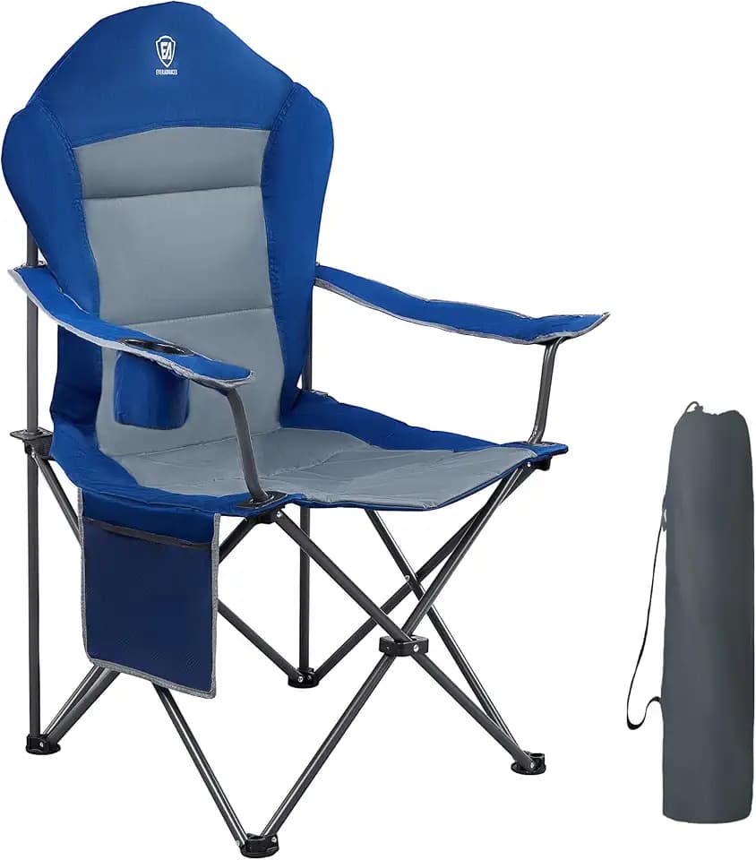 EVER ADVANCED Luxus Campingstuhl Faltbar 160 KG Belastbar Ultragroß mit Hochlehner Bequem Gepolster Klappstuhl Camping Garten Balkon Strand, Camping Stuhl Sessel Gartenstuhl Anglerstuhl