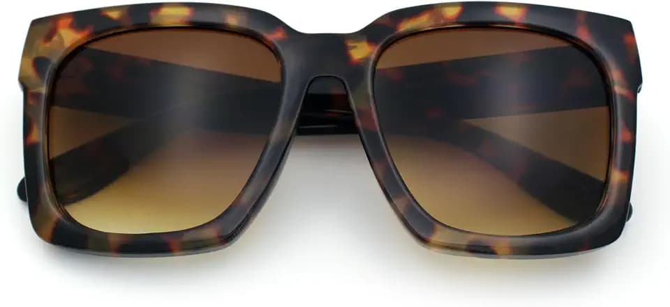 Womens Boyfriend Style XXL Oversize Horned Rim Thick Plastic Sunglasses