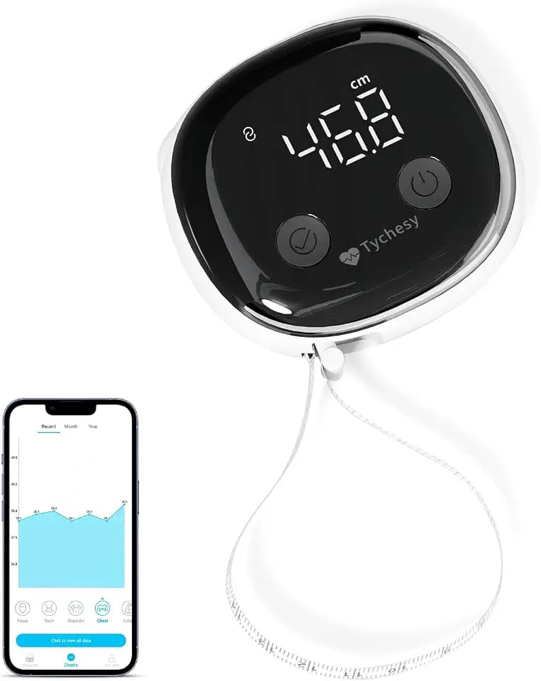 Smart Körpermaßband, Bluetooth Digitales Maßband Körper mit App für Messen der Körperumfänge von Bizeps, Brust, Hüfte, Waden, Oberschenkel und Hals, Körpermassband mit LED-Klardisplay