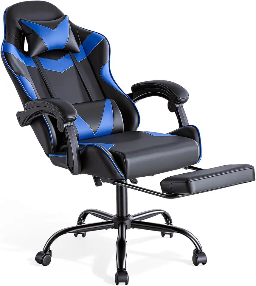 Sweetcrispy Gaming Stuhl, Ergonomisch Gaming Chair, Modernes Blau