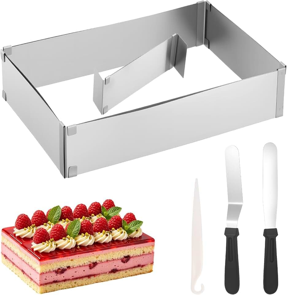 Zocipro Rechteckiger Backrahmen 8cm Hoch, 27x18cm Verstellbar Tortenring