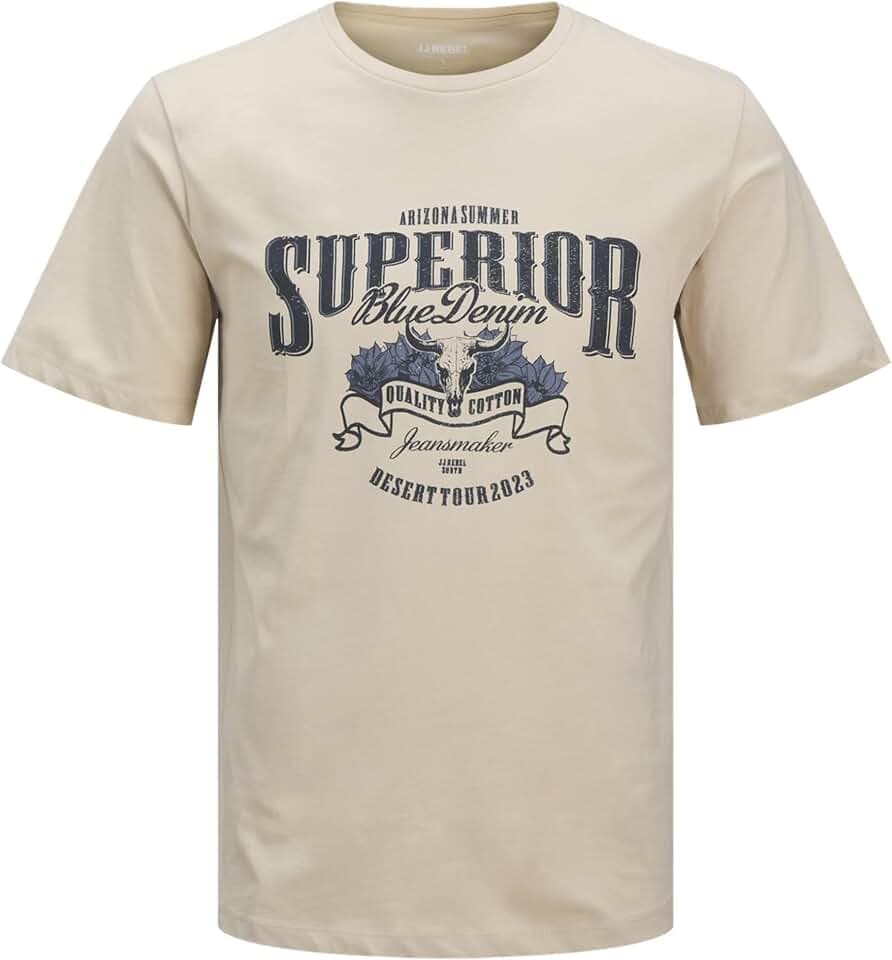 JJ REBEL Herren Jrebgarbo Tee Ss Crew Neck