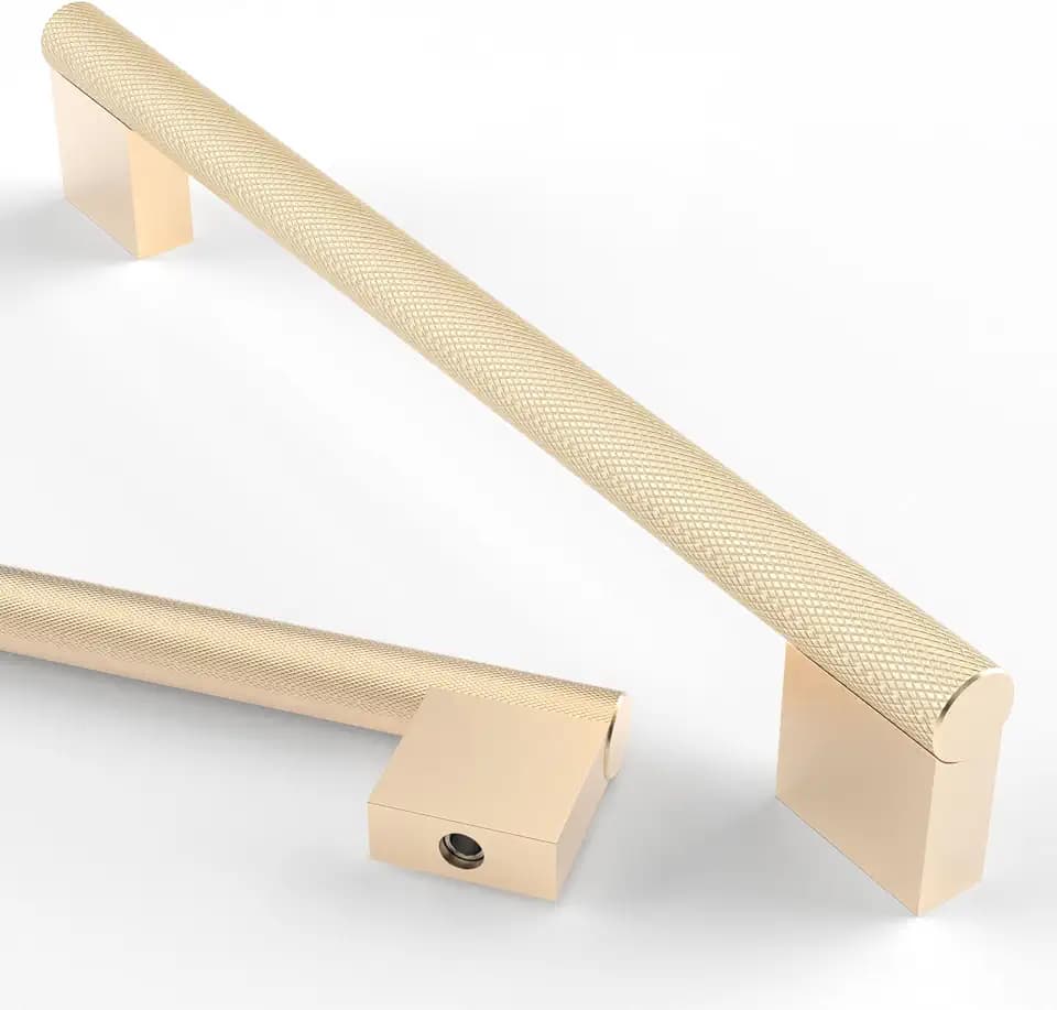 Asidrama 10 Pack 7 Inch(177mm) Gold Cabinet Pulls Knurled Cabinet Handles Kitchen Cabinet Hardware Cupboard Handles Drawer Pulls