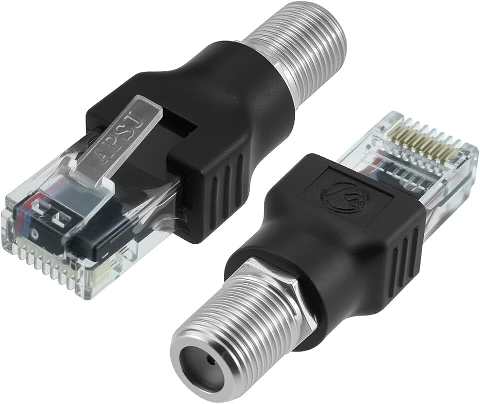 2 Pcs RF to RJ45 Converter Adapter, Black