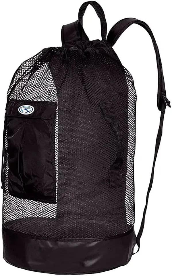 Stahlsac Panama Mesh Backpack: Convienent 103L size, ideal for dive gear, dry pockets, BLACK