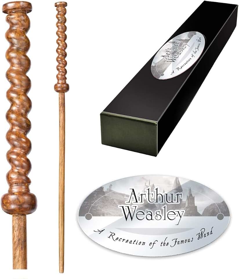 The Noble Collection - Arthur Weasley Character Wand - 16in (40cm) Wizarding World Wand with Name Tag - Harry Potter Film Set Movie Props Wands