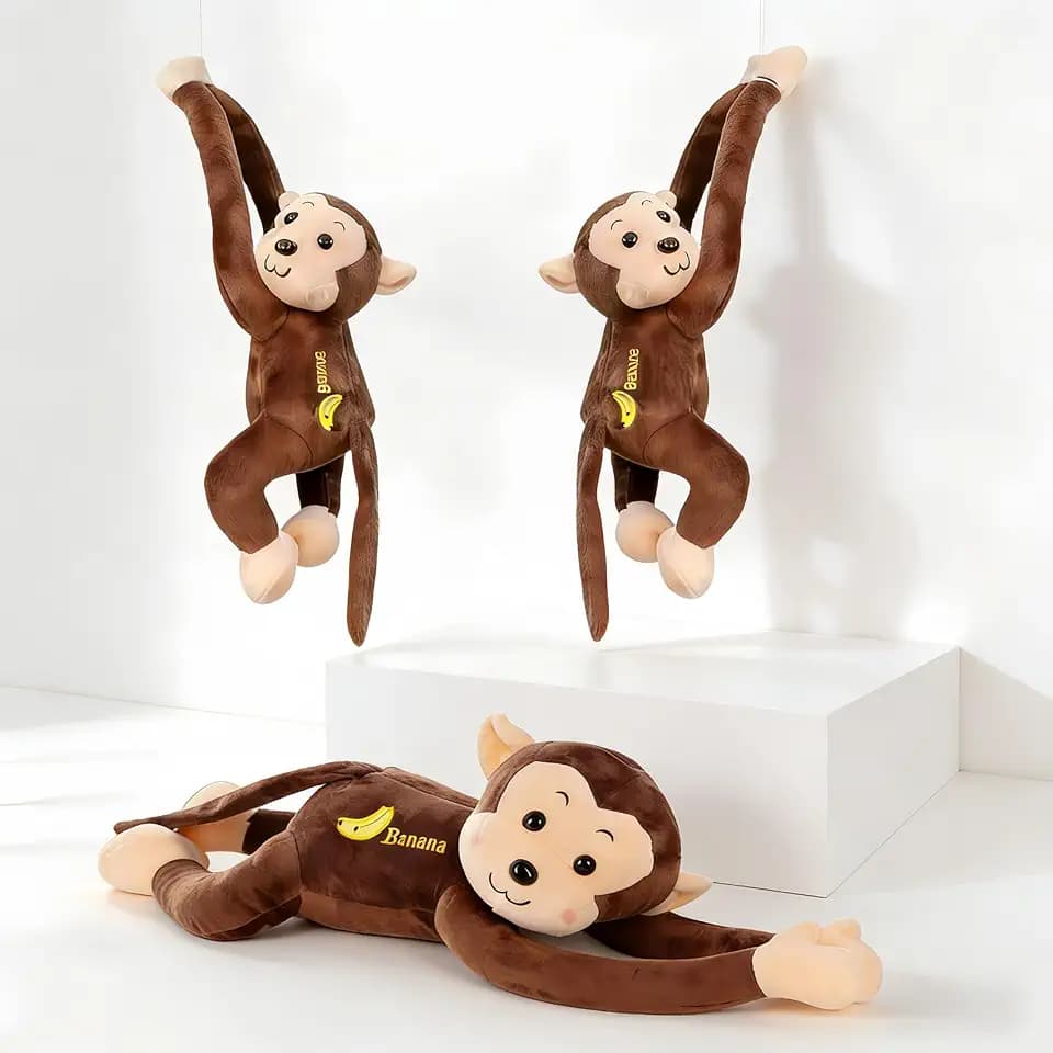Adorable Monkey Plush Stuffed Animal，Long Arm Hanging Monkey Stuffed Animals,Suitable for Car Exterior Decoration Dolls and Home Decoration Pendants， Brown 18 Inches (Brown)