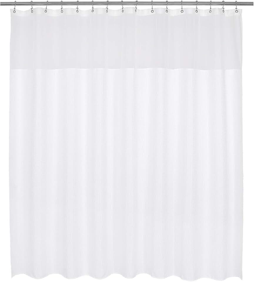Barossa Design 96x78 Large Extra Long and Wide Fabric Shower Curtain White