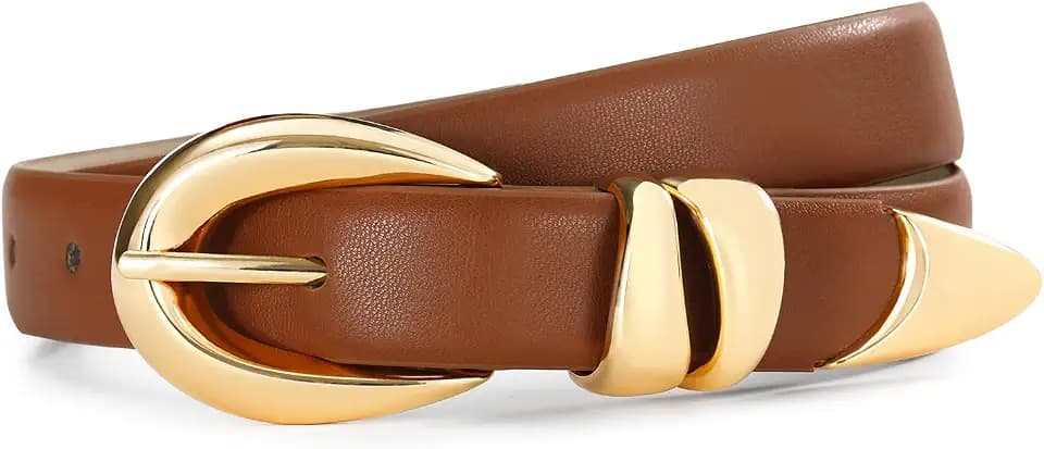 Belts for Women with Gold Buckle for Jeans, Dress Leather Belts