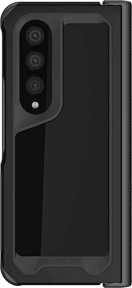 Ghostek Atomic Slim Galaxy Z Fold 4 Case - Clear Back with Black Aluminum Metal Bumper, Shockproof & Dual-Layer Protective Phone Case, Limited Edition Color for 2022 Samsung Fold 4 Case (7.6") (Black)