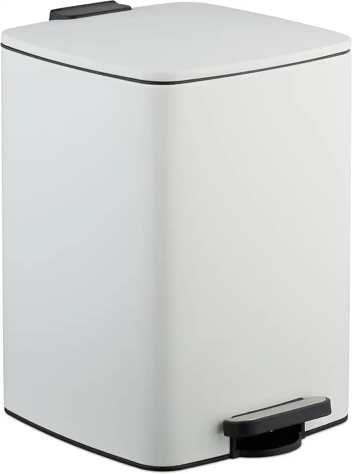 Relaxdays Mülleimer Küche, 20 Liter, entnehmbarer Inneneimer, weiß