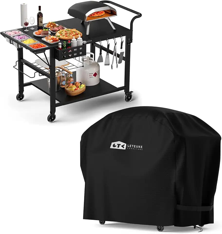 Leteuke Grill Cover for Outdoor Pizza Oven Table Stand Grill Cart
