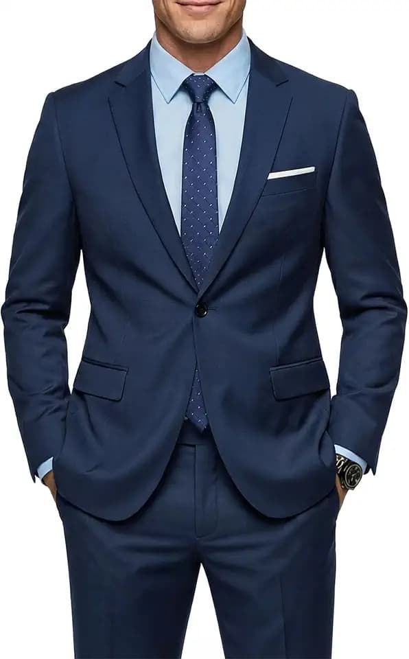 MY'S Men's 2 Piece Slim Fit Suit, One Button Jacket Pants Set with Tie