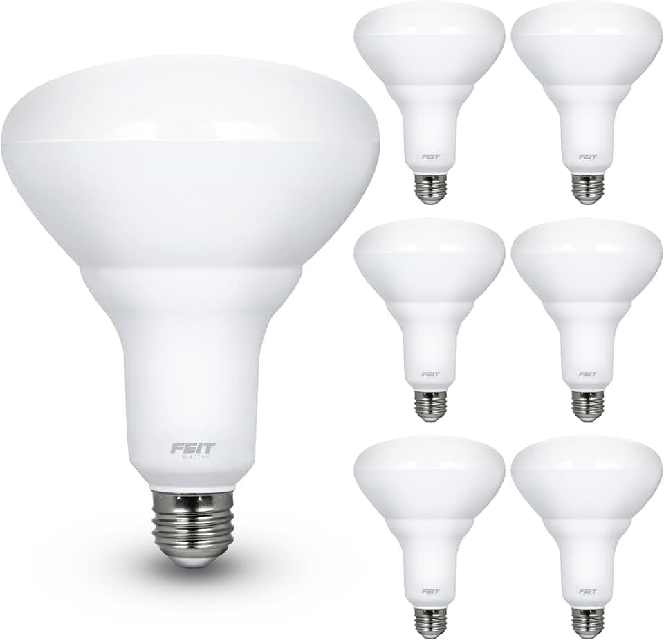 Feit Electric BR40 LED Light Bulbs, 65W Eq, Dimmable, Soft White 6 Pack