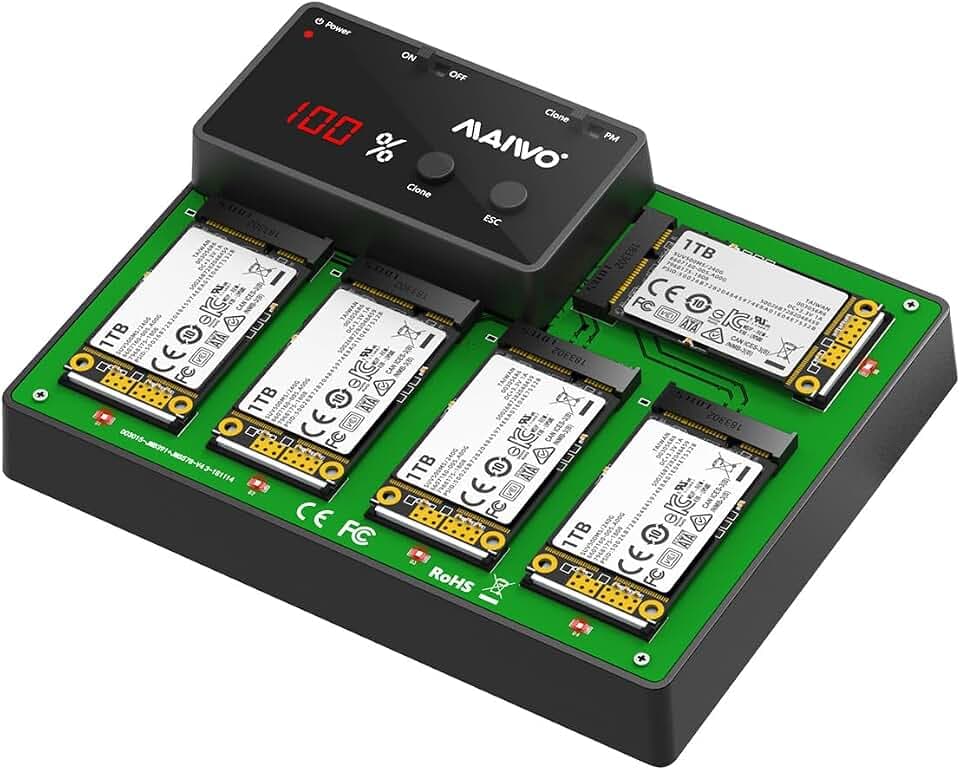 MAIWO 5 Bay mSATA SSD Reader Docking Station with Offline Clone, mini SATA to USB 3.0 Adapter Reader 5TB Capacity 12V/3A