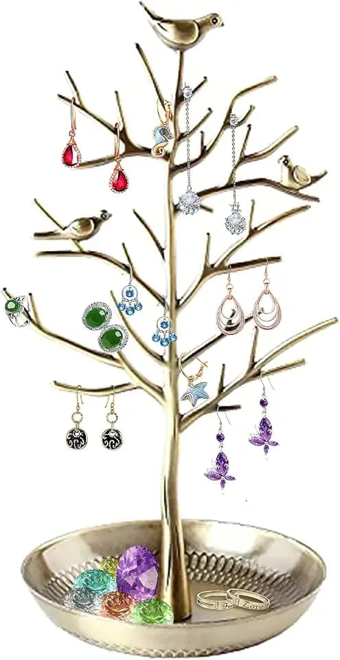 discoball® Schmuckständer, Schmuckhalter, Vogel Deko Schmuckbaum, Halskette Aufbewahrung,Ohrring Kette Ring Schmuck Baum Schmuckhalter Veranstalter Rack