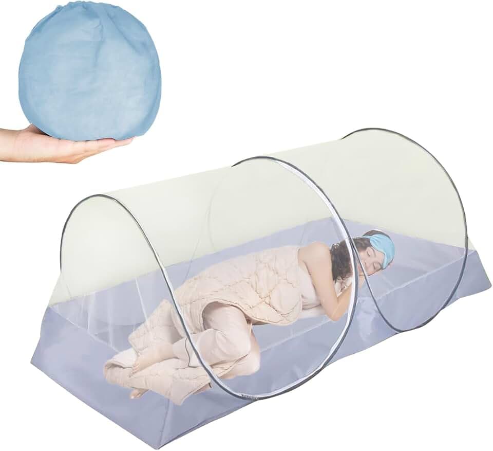 Faltbares Moskitonetz, 100x200cm Moskitonetz Bett, Tragbares Campingzelt Reise, Schnelle Installation Reise Mückennetz Zelt, Outdoor Bett, Reise Betthimmel (Grau)