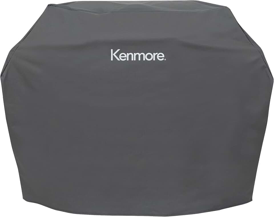Kenmore 56-Inch Heavy-Duty Grill Cover for Outdoor BBQ Propane Gas Grills, Weather-Resistant, UV- and Fade-Resistant, Universal Fit Cover for 4-Burner Gas Grills, Gray