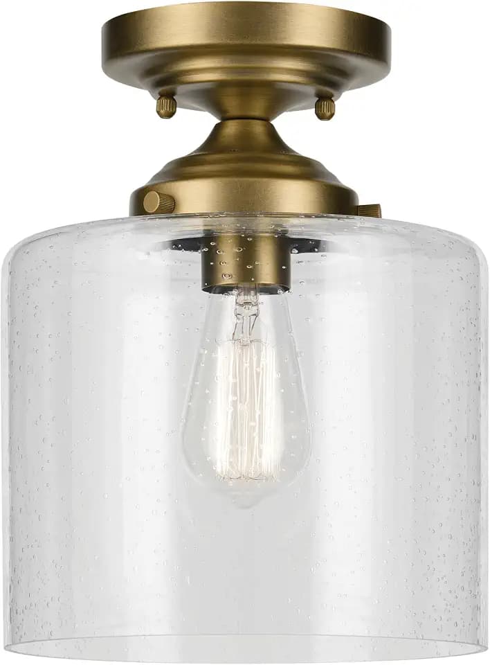 Kichler Winslow 8.5" 1-Light Semi-Flush Mount Light, Natural Brass