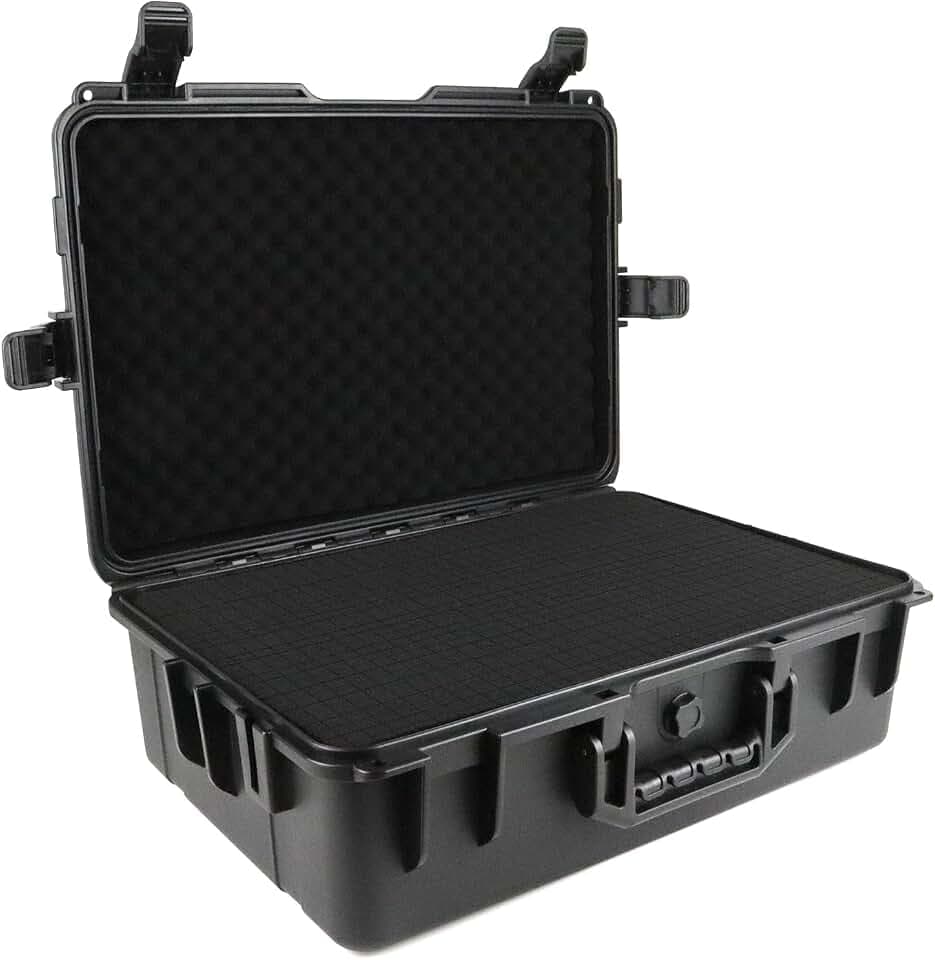 Hard Case with Grid line Cube Sheet Foam,Large,Black