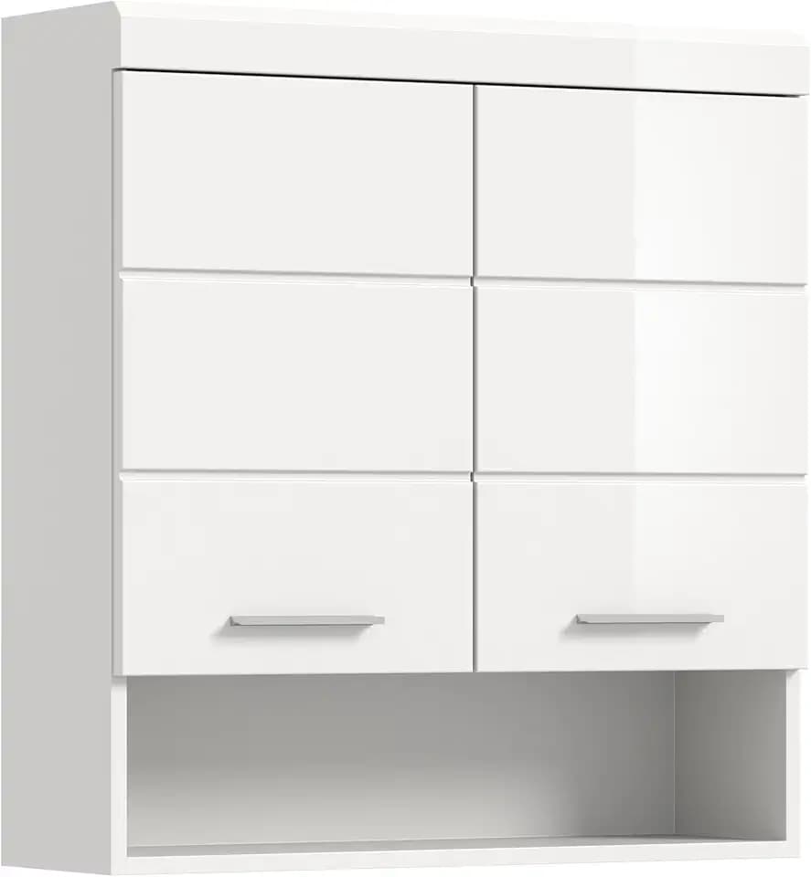 xonox.home - Hängeschrank Scout 74x79x24 cm in weiß und weiß Hochglanz - Hängeschrank Wandschrank Schrank Badmöbel - stabile Konstruktion hochwertig verarbeitet robust und langlebig