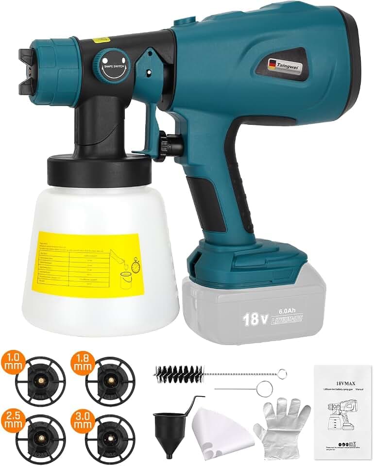 Schnurloser Farbspritzer für Makita 18v LXT Akku, HVLP Farbspritzpistole für Schränke Autos Wände Möbel Haus Malerei (nur Werkzeug)