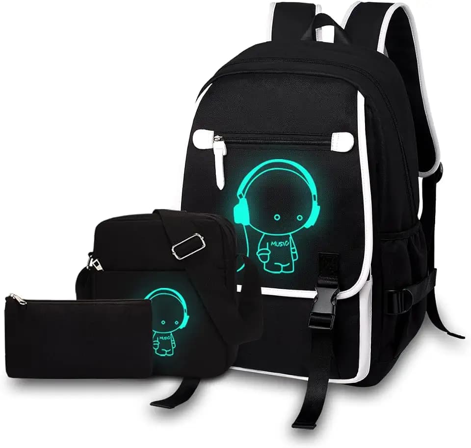 Asge Schulrucksack Jungen Mädchen Teenager Rucksack Groß 3-teiliges Set Schulranzen Reflektierender Wasserdicht Backpack School Bags for Boys Schultasche für Schule Travel Outdoor