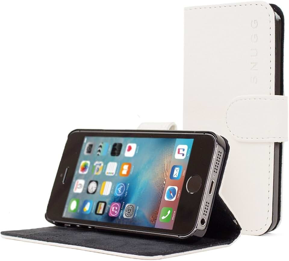 iPhone 5 / 5s Case, Snugg® - Leather Wallet Cover Case (White) for Apple iPhone 5 / 5s