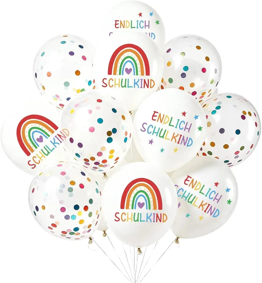 30 Stück Einschulung Deko Luftballons, Regenbogen Einschulung Ballons Junge Mädchen, Schulanfang Helium Ballons, Endlich Schulkind Luftballon, für Kinder Schulstart Deko Schuleinführung Party