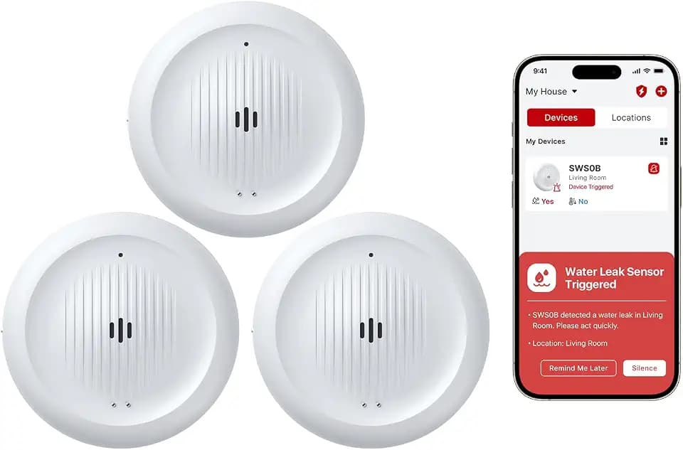 X-Sense 2-in-1 Wi-Fi Water Leak Detector & Freeze Detector, No Hub (3-Pack)