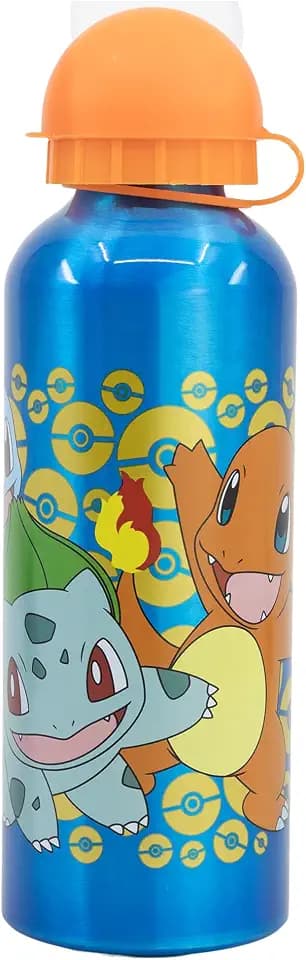 STOR Pokémon Kinder Trinkflasche aus Aluminium 530ml mit Auslaufsicherem Verschluss und Ausgießer Wiederverwendbar für Schule Sport, Pokemon Distorsion
