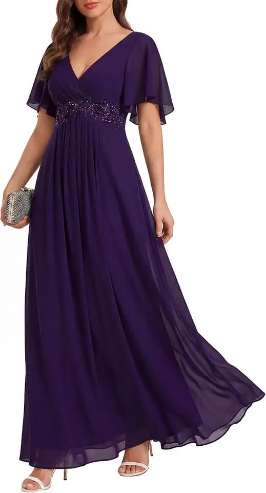 Ever-Pretty Womens V Neck Applique Mother of the Bride Dresses Formal Dress