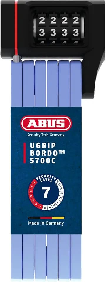 ABUS Faltschloss Bordo uGrip 5700C SH mit Halterung - Fahrradschloss mit Zahlencode und 5 mm starken Stäben - ABUS-Sicherheitslevel 7