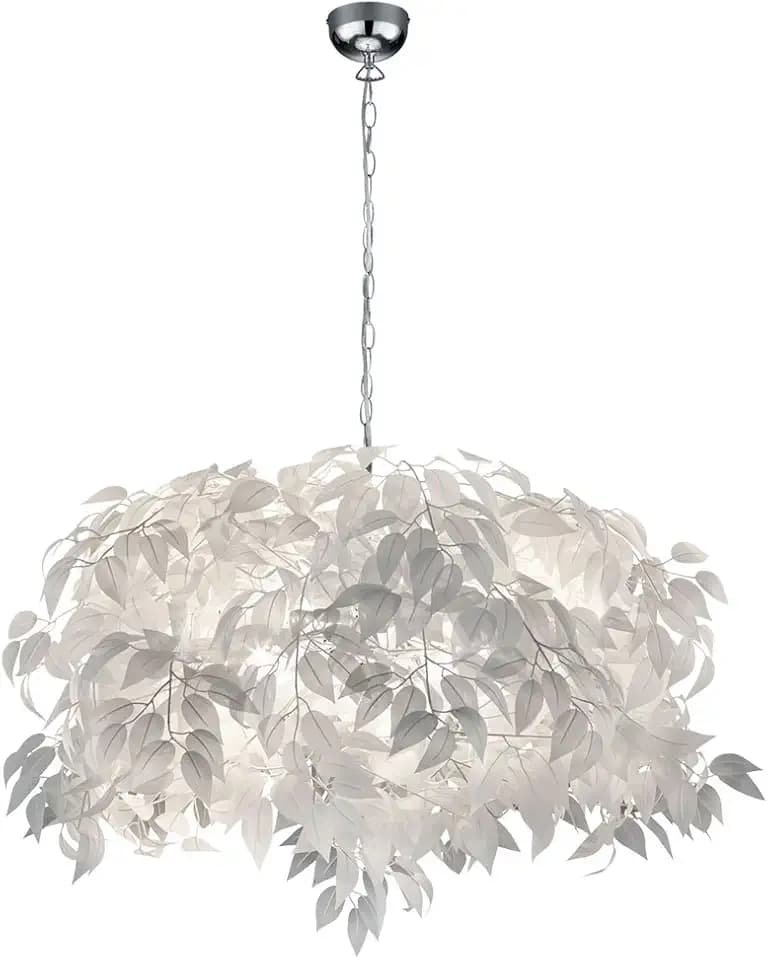 Reality Leuchten Pendelleuchte Leavy R10464001, Metall Nickel matt, Schirm Kunststoff weiß, 4 x E14, 70 x 70 x 150 cm