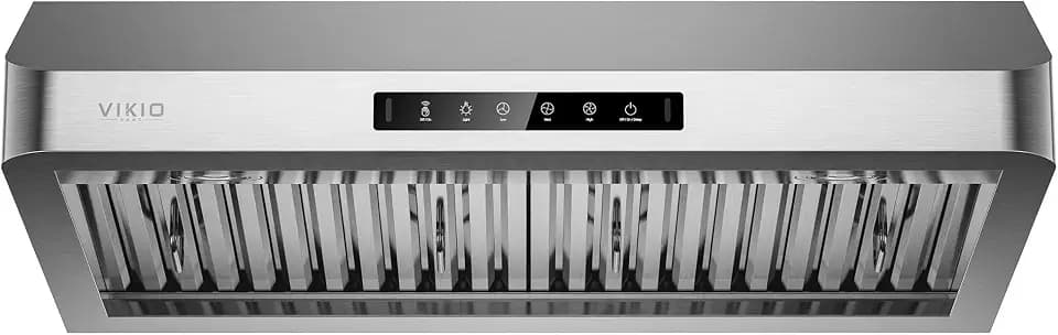 VIKIO HOME 30 Inch Under Cabinet Range Hood 980 CFM, Ducted Vent Hood with Independent Air Duct, Quiet, 3-Speed Gesture & Touch Control, Kitchen Hood, Stainless Steel, Dishwasher-Safe Filters