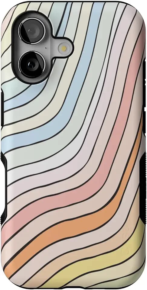 Casely iPhone 17 Case | Ride The Wave | Pastel Rainbow Lined | Bold Protective Design | Compatible with MagSafe