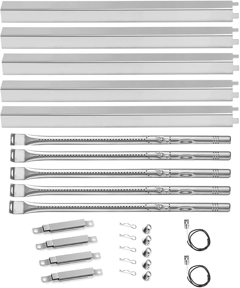 Grill Replacement Parts for Charbroil Performance 5 Burner 463448021 463450022 463451022, 4 Burner 463365021, 463366022 463352521, G325-0002-W1 Heat Plate, G327-2100-W1 Burner, Igniter, Crossover Tube
