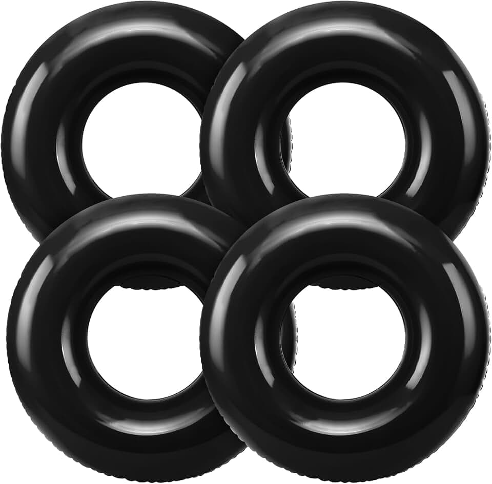 4 Pcs 28" Black Inflatable Pool Float, Summer Beach Party for Adult