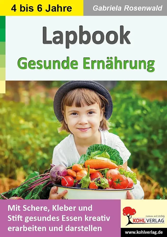 Lapbook Gesunde Ernährung Basteln Sachunterricht Kindergarten Grundschule Klasse 1 ab 4 Jahre | Ernährungspyramide Vitamine Nährstoffe Obst Gemüse | ... in der Grundschule kreativ erarbeiten)