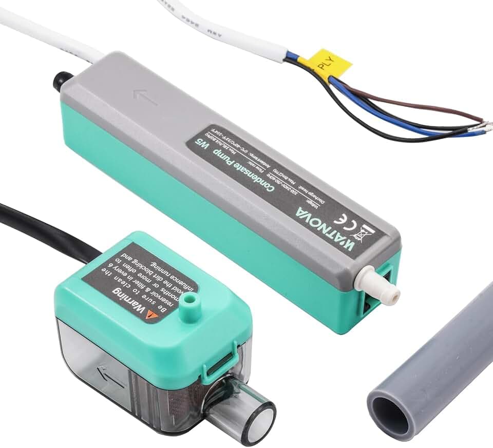 WATNOVA Slim Mini Split Condensate Pump, 4.75 GPH 27 ft Lift HVAC Drain Pump, Floatless Probe Sensor, Quiet 19 dB, Hidden Installation for Wall Mounted Air Conditioners/Ceiling AC