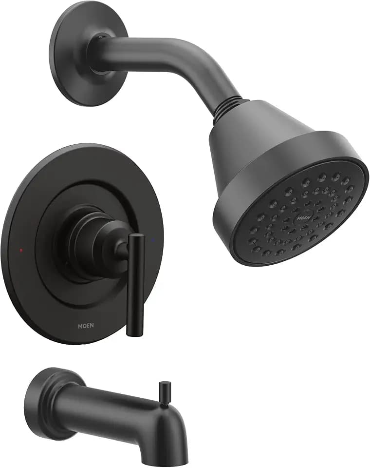 Moen Gibson Pressure Balancing Eco-Performance Showerhead, Shower Handle, and Tub Spout, Posi-Temp Valve Required, Matte Black, T2903EPBL