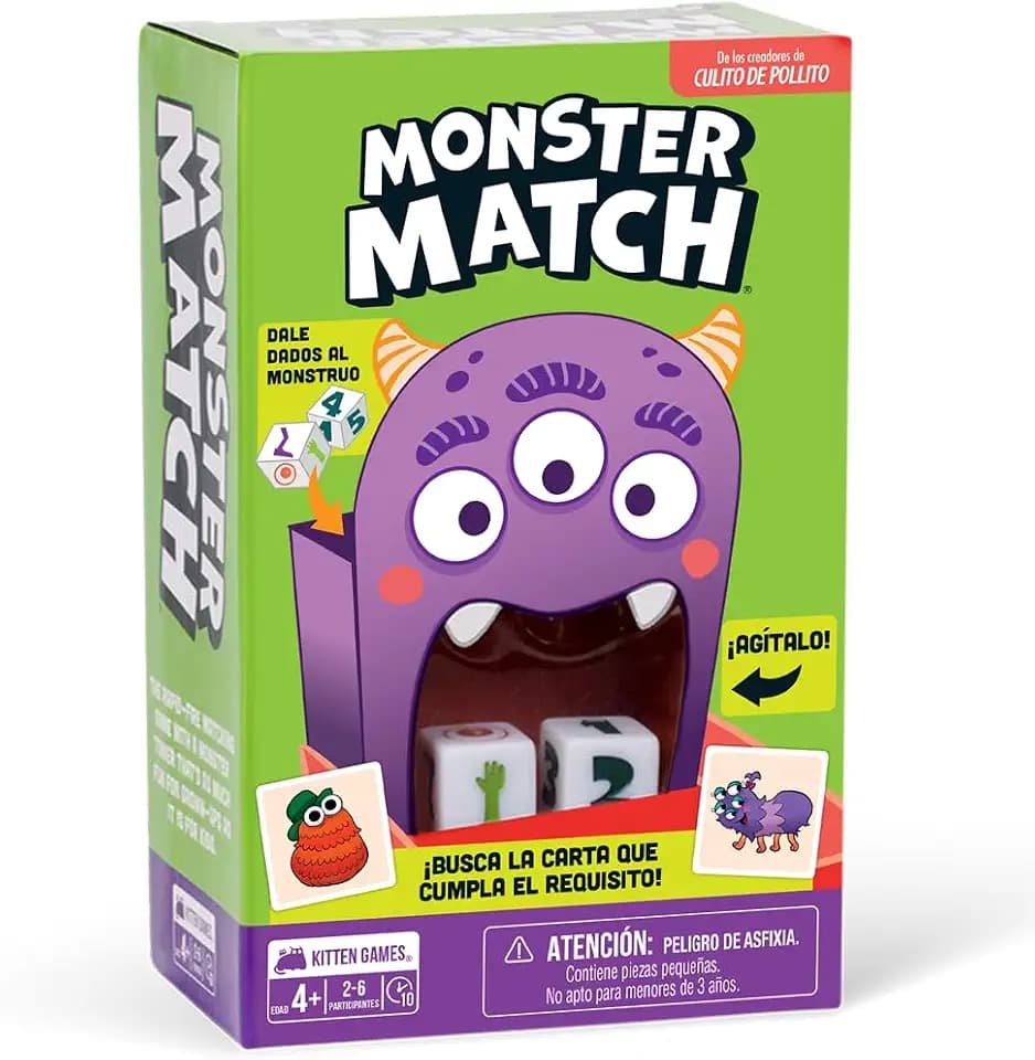 Asmodee Monster Match, Karten- und Würfelspiel für Kinder