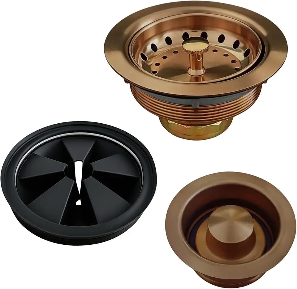 3-1/2 Inch Kitchen Sink Drain Kit with Champagne Gold Finish