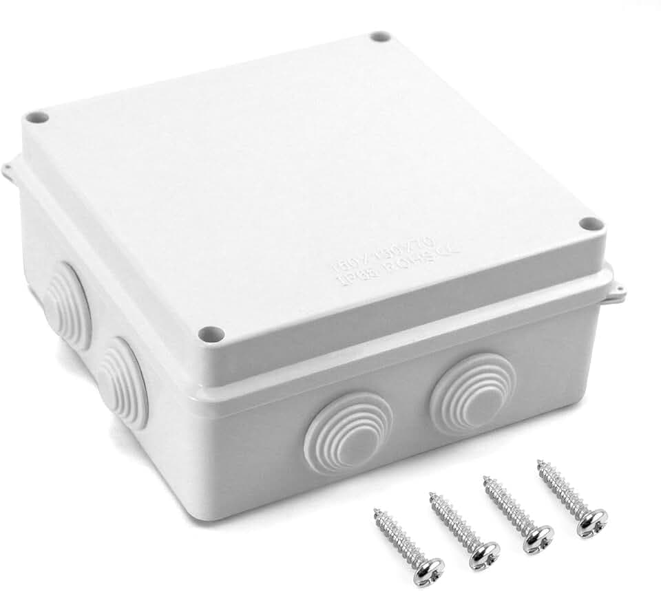 QWORK® Aufputz Abzweigkasten, Abzweigdose, wasserdicht, staubdicht, IP65, ABS-Kunststoff, Universal Elektro Projekt Gehäuse, weiß, 150 x 150 x 70 mm