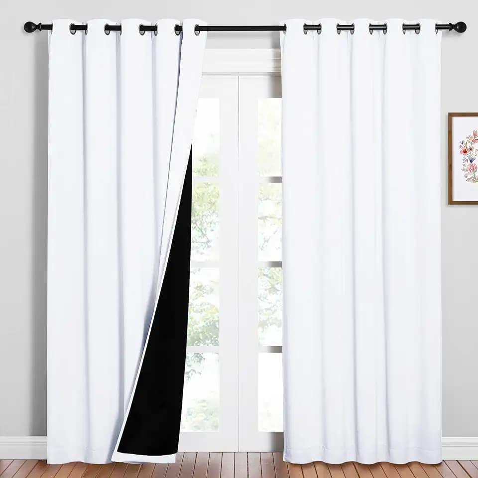 NICETOWN White Blackout Curtains for Nursery 62" Wide x 84" Long 2 Panels